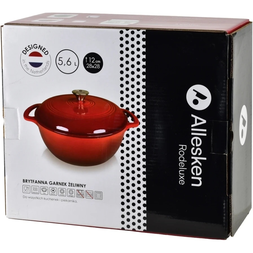 Allesken RODELUXE cast iron frying pan 28x28x12cm 5.6L enamel cream interior – 4