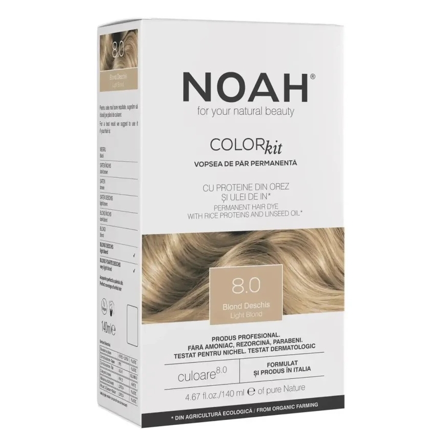 Noah Permanent Hair Colour Permanent Hair Dye 8.0 Light for Blonde Hair, 140 ml