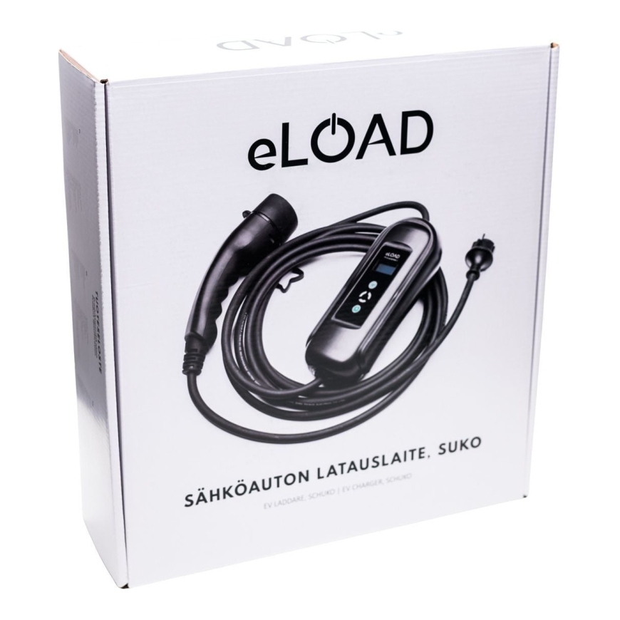 eLOAD SUKO elektriskā automobiļa uzlādes kabelis, 3,7 kW, 16 A, 1-fāzes, Suko-Type2, 11 m – 4