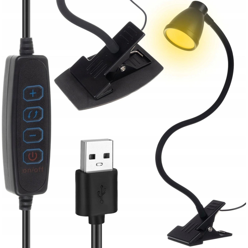 USB Pöytälamppu pidikkeellä - musta Izoxis – 2