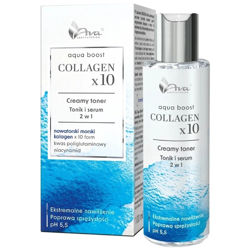 Ava Laboratorium Aqua Boost Collagen x10 tonika serums 2in1 100ml
