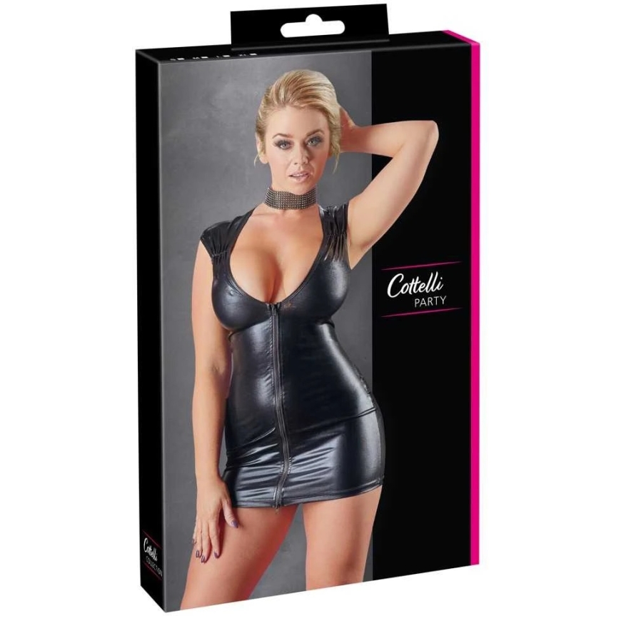Cottelli Party Wet Look kleit, XL tõmblukuga