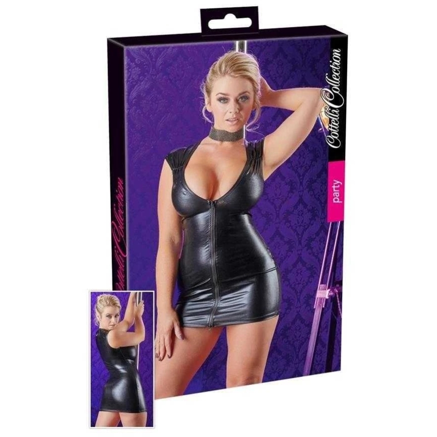 Cottelli Party Wet Look -mekko XL-vetoketjulla – 2