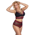 Cottelli Curves Bra and Briefs black/red 2XL Cottelli Curves Bra and Briefs black/red 2XL