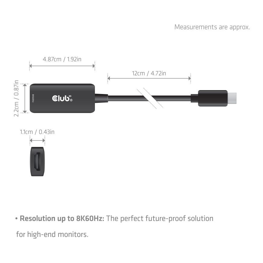 CLUB3D CAC-2505 видео кабель адаптер 0,12 m USB Type-C HDMI + USB Черный – 3