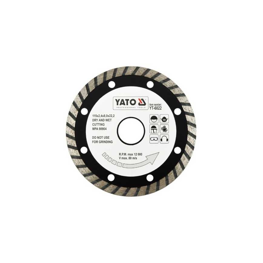 Diskas pjovimo deimantinis (šlapiam-sausam pjovimui) TURBO Yato | d-180x2,8x22,2mm – 3