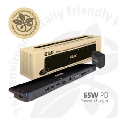 CLUB3D CSV-1564W65 dokstacija Dok-ligzda USB 3.2 Gen 1 (3.1 Gen 1) Type-C Melns