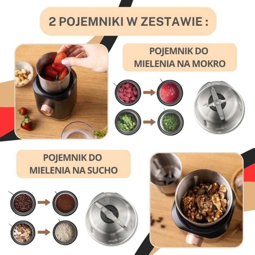 Электрическая мельница 2 в одном электрическая кофейная и специя мельница, черная, Klausberg, KB-7992 – 4