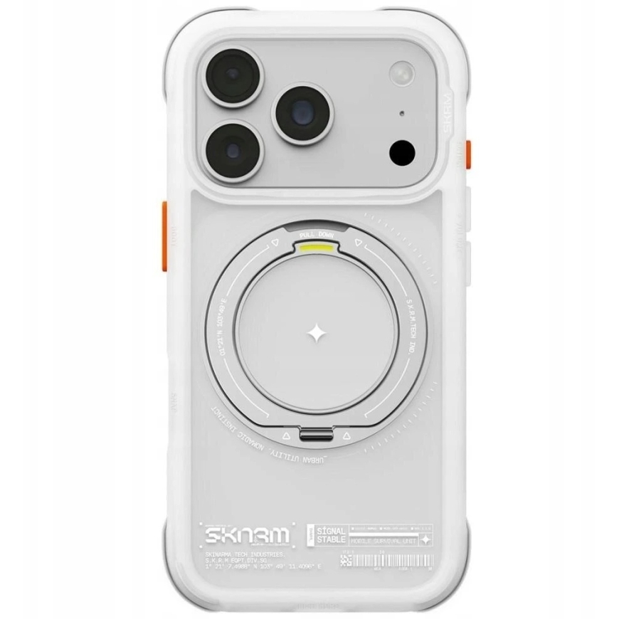 Dēklis Skinarma Atlas MagSafe + rotējošs statīvs, kas paredzēts iPhone 18 Pro / 17 Pro, balts – 2