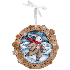 Beldizart izšūšana uz koka pamatnes miniatūra. Uz upes ledus 11x12 cm SO-134