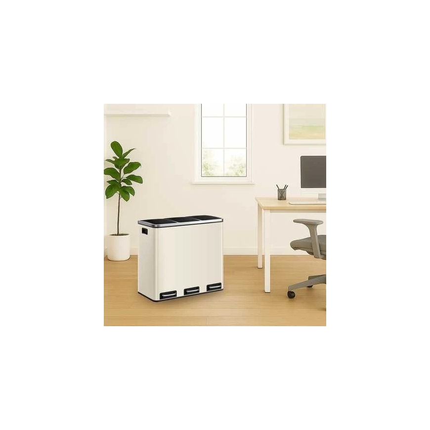 Spacetronik Cream Three-Section Metal Trash Can – 2