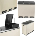 Spacetronik Cream Three-Section Metal Trash Can