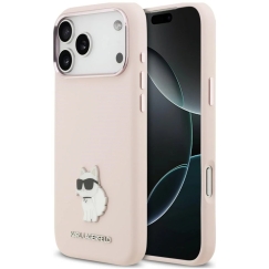 Karl Lagerfeld Silikoni Choupette Metal Pin -kotelo iPhone 18 Pro Max / 17 Pro Max vaaleanpunainen