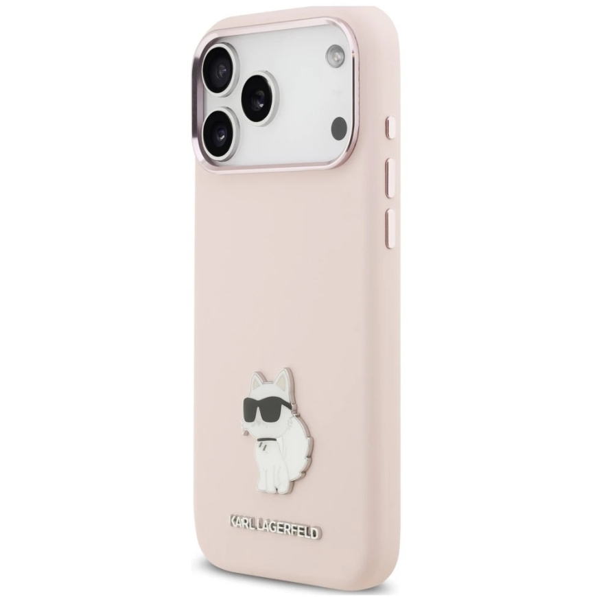 Karl Lagerfeld Silicone Choupette Metal Pin Case for iPhone 18 Pro Max / 17 Pro Max Pink – 2