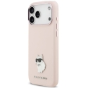 Dėklas Karl Lagerfeld Silicone Choupette Metal Pin do iPhone 18 Pro Max / 17 Pro Max rožinė
