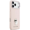 Karl Lagerfeld Silikoni Choupette Metal Pin -kotelo iPhone 18 Pro Max / 17 Pro Max vaaleanpunainen