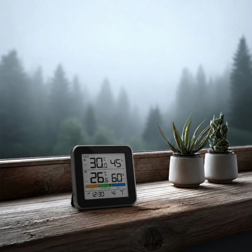 „GreenBlue“ bezvadu laikaprognozēšanas stacija, temperatūras + mitruma ieejas/izejas, pulkstenis + modinātājs + datums, °C / °F, – 2