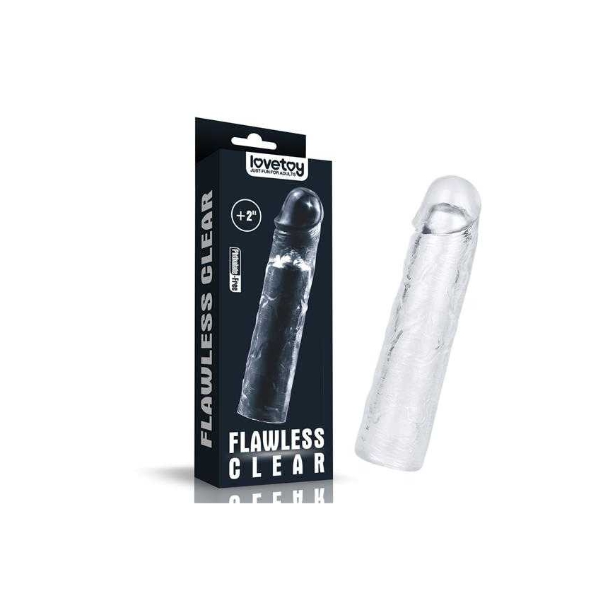 Lovetoy Caurspīdīga silikona dzimumlocekļa uzvalks 19 cm