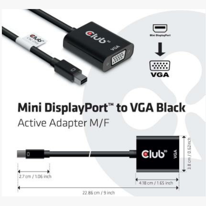 CLUB3D CAC-2113 видео кабель адаптер 0,228 m Mini Displayport VGA Черный – 2