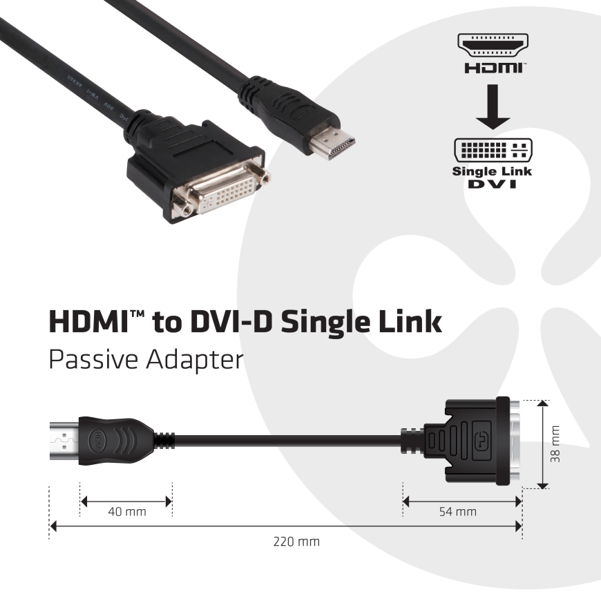 CLUB3D HDMI to DVI Single Link Passive Adapter – 2