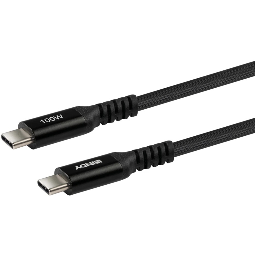 USB-kaapeli - Lindy 32027 2 M USB-C - USB-C 100 W -kaapeli Musta – 2