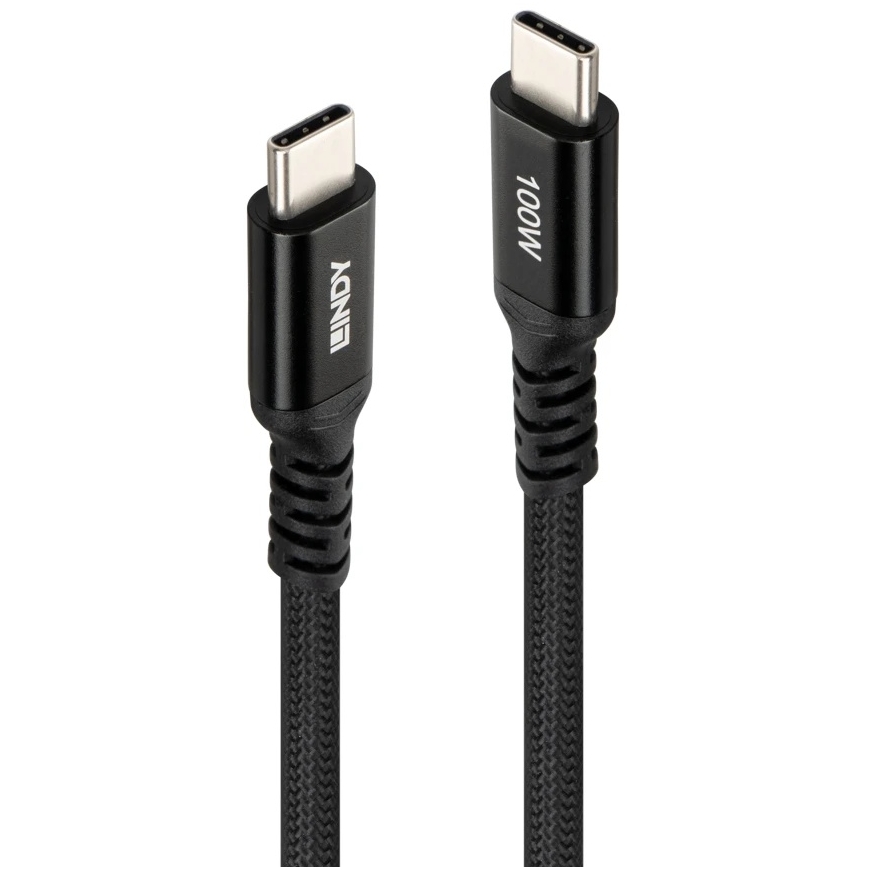 USB Cable - Lindy 32027 2 M USB-C to USB-C 100 W Cable Black – 3
