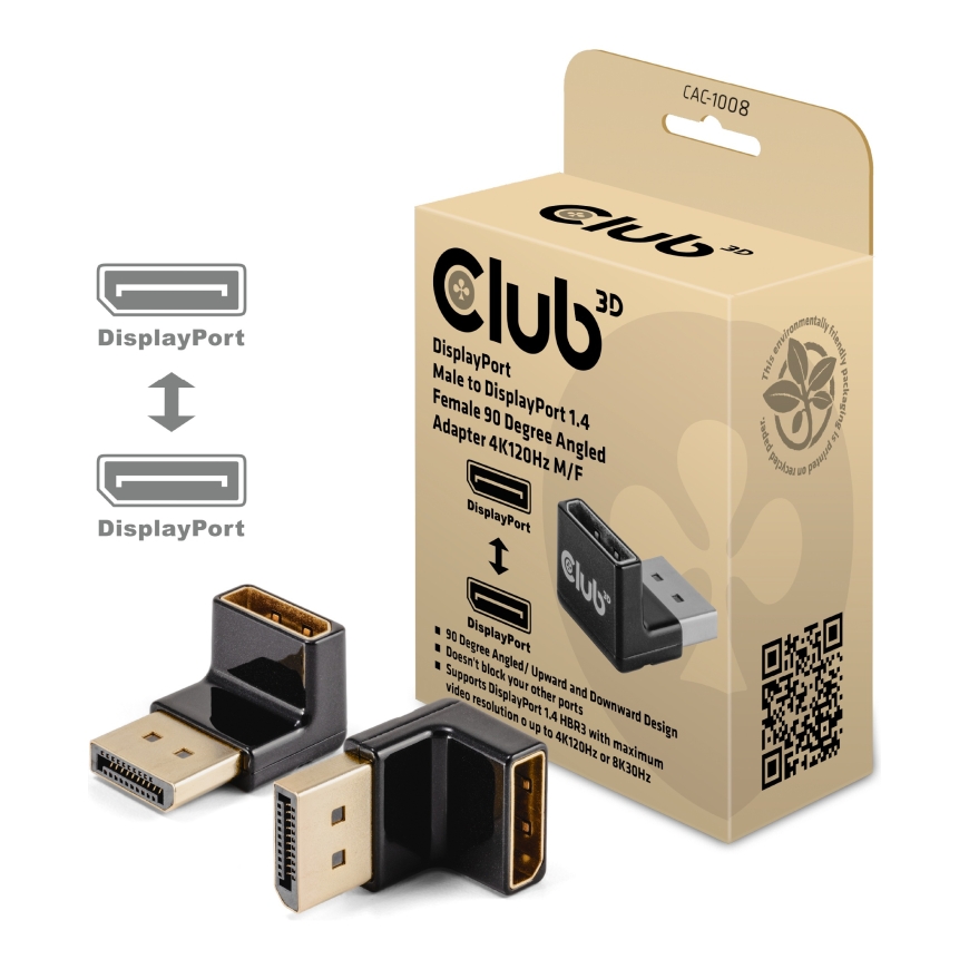 CLUB3D CAC-1008 kabeļu spraudņu pāreja DisplayPort