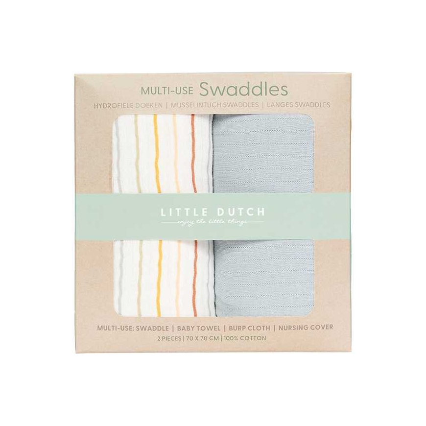 Little Dutch pārsēji 70 x 70 'Vintage Sunny Stripes & Pure Soft Zils' – 2