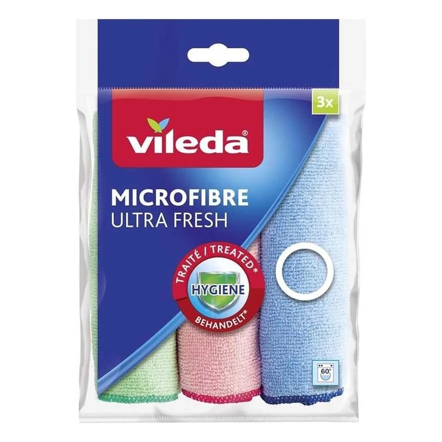 VILEDA Ultra Fresh mikrošķiedras antibakteriālās drānas, 3 gab.
