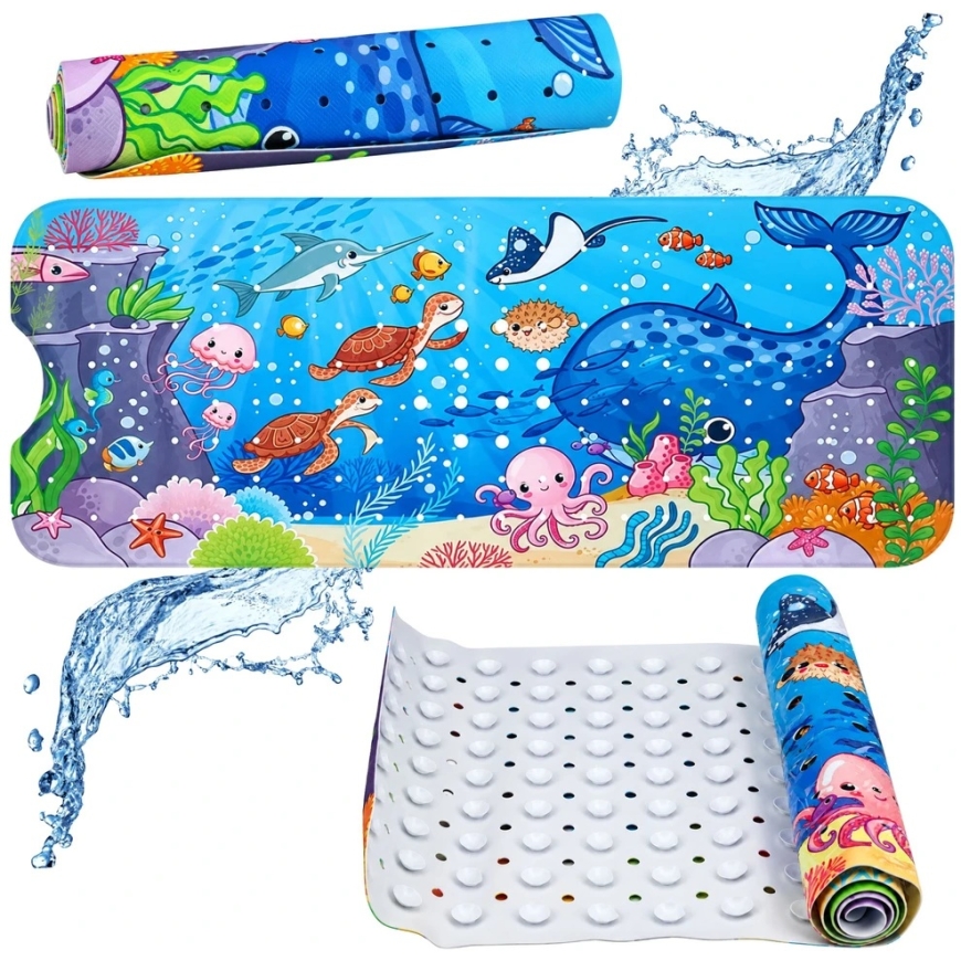 Lean Toys Neslystantis vonios kilimėlis su siurbtukais, įvairiaspalvis, 100 × 40 cm