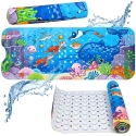 Lean Toys Non-Slip Bath Mat with Suctions, Multicolored, 100 × 40 cm Lean Toys Non-Slip Bath Mat with Suctions, Multicolored, 100 × 40 cm