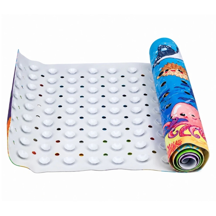 Lean Toys Neslīdoša vannas paklājs ar piekārtiem, daudzkrāsains, 100 × 40 cm – 3