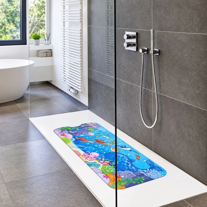 Lean Toys Non-Slip Bath Mat with Suctions, Multicolored, 100 × 40 cm – 4