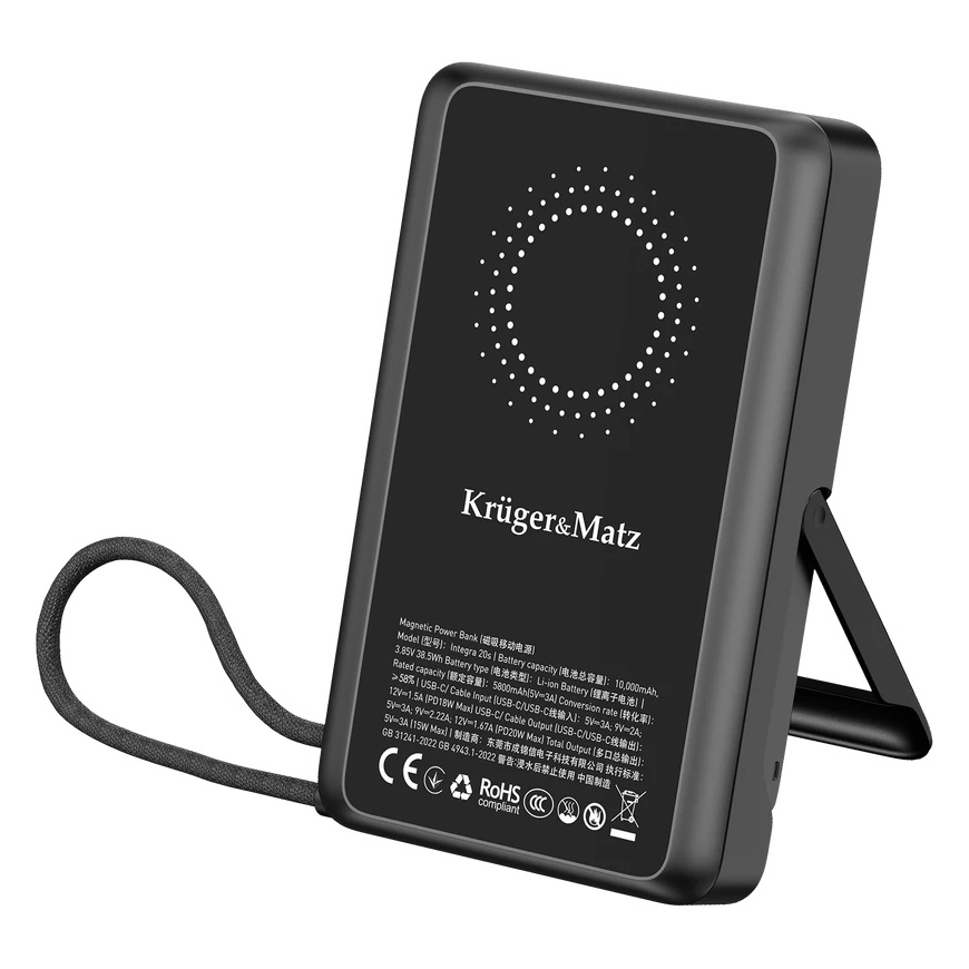 Kruger & Matz 10000 mAh liitium-polümeer kaasaskantav aku QC ja PD funktsioonidega, CCC sertifikaadiga (Aasia riigid) – 3