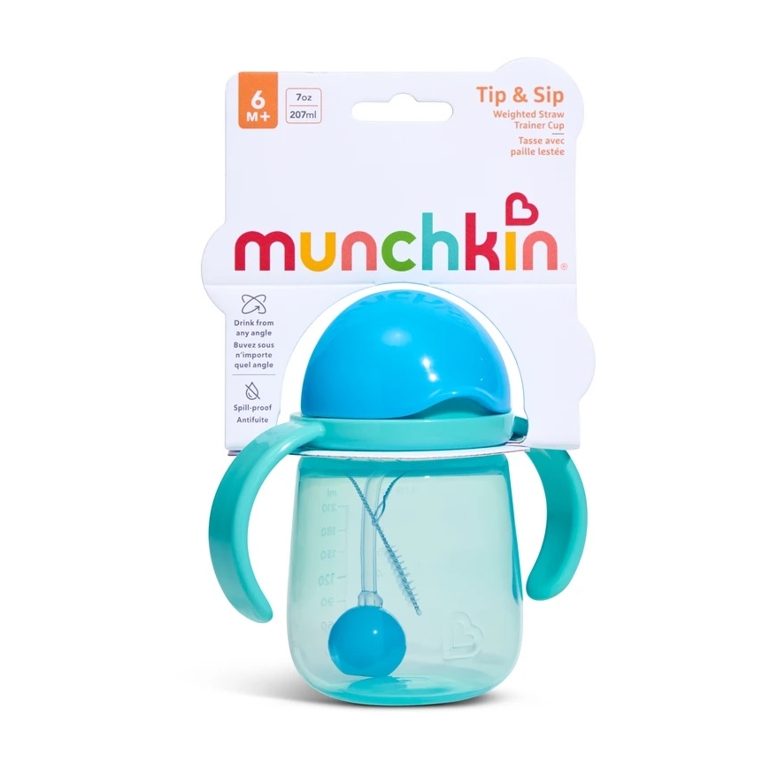 MUNCHKIN обучающая чашка со соломинкой TIP & SIP, синий, 6 месяцев+, 207 мл, 90646P