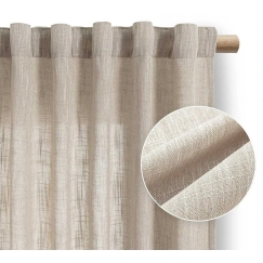 Style RESTILO VALETA curtain in cappuccino color, solid, boho modern style, multifunctional tape, linen look fabric, 140x250