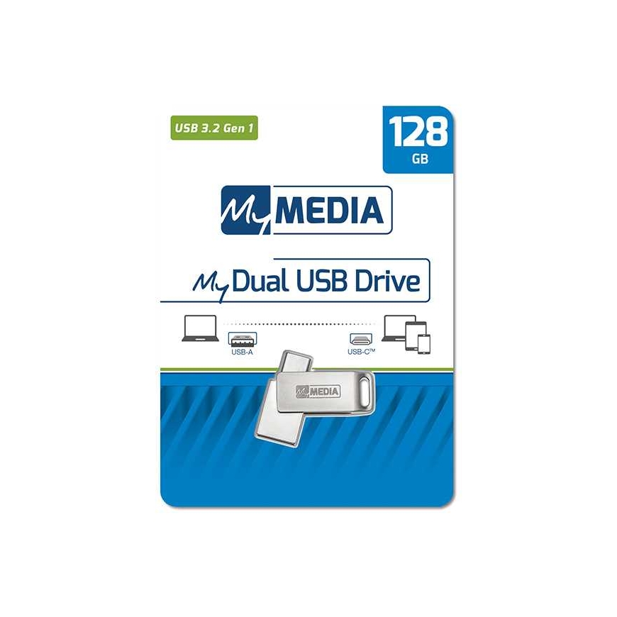 Verbatim "MyMedia MyDual USB 3.2 Gen 1", USB 3.2 Gen 1, 32 GB, 69269, silver, 69269, USB A / USB C, with a swivel cap – 3
