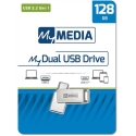 Verbatim „MyMedia MyDual USB 3.2 Gen 1“, USB 3.2 Gen 1, 32 GB, 69269, sidabrinė, 69269, USB A / USB C, su pasukamu dangteliu