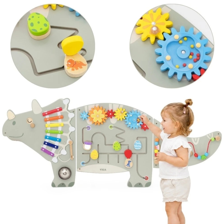 Viga Toys VIGA triceratops tegevuse seina paneel alates 18. elukuust.