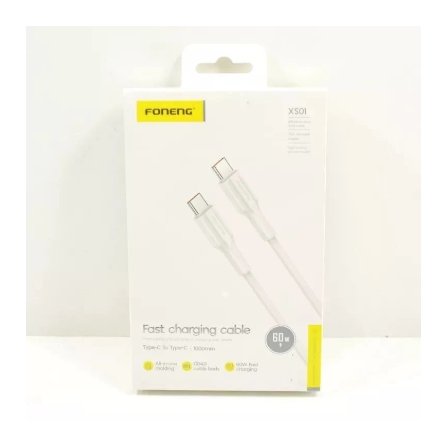Foneng XS01 60W USB-C to USB-C Cable, 1m (White) – 5