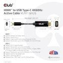 CLUB3D CAC-1334 video kabeļu aksesuārs 1,8 m HDMI Type A (Standard) USB Veids-C Melns CLUB3D CAC-1334 video kabeļu aksesuārs 1,8 m HDMI Type A (Standard) USB Veids-C Melns