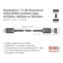 CLUB3D DisplayPort 2.1 Bi-Directional VESA DP80 Certified Cable 4K240Hz, 8K60Hz or 10K30Hz M/M 1.2m/