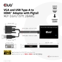 CLUB3D CAC-1720 videokaapeli-adapteri 0,6 m HDMI-tyyppi A (vakio) VGA (D-Sub) + USB Musta CLUB3D CAC-1720 videokaapeli-adapteri 0,6 m HDMI-tyyppi A (vakio) VGA (D-Sub) + USB Musta