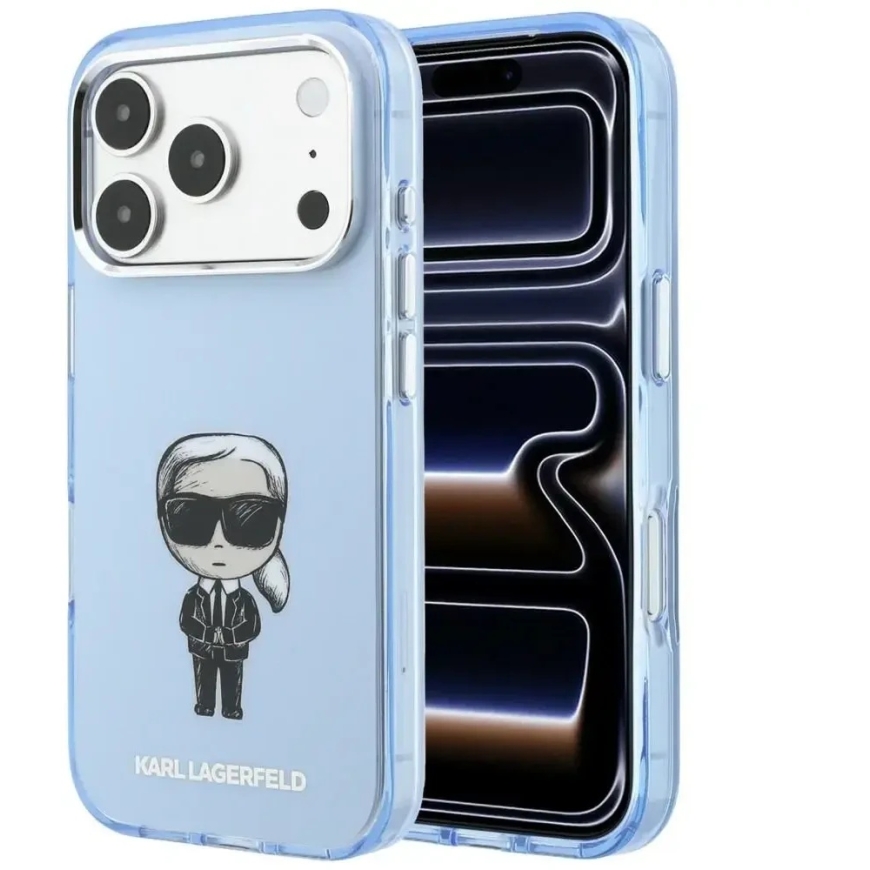 Karl Lagerfeld IML Ikonik Sketch Print MagSafe Case for iPhone 18 Pro Max / 17 Pro Max, Light Blue