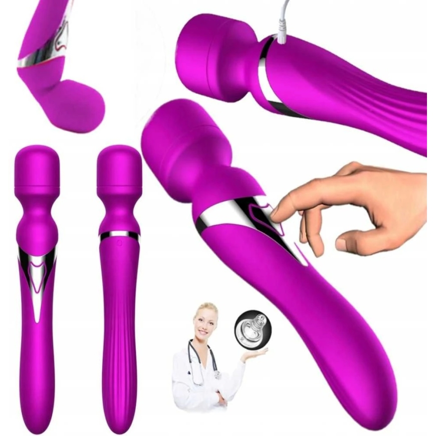 BoT B Series Stimulators - Silikona Divkāršais Masāžas Rīks, Violetā Krāsa – 3