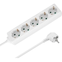 Rebel 2m German Type Power Strip with 5 Sockets without Switch (3x1.5mm), White Rebel 2m German Type Power Strip with 5 Sockets without Switch (3x1.5mm), White