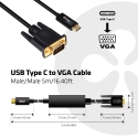 CLUB3D cac-1512 5 m USB Veids-C VGA (D-Sub) Melns