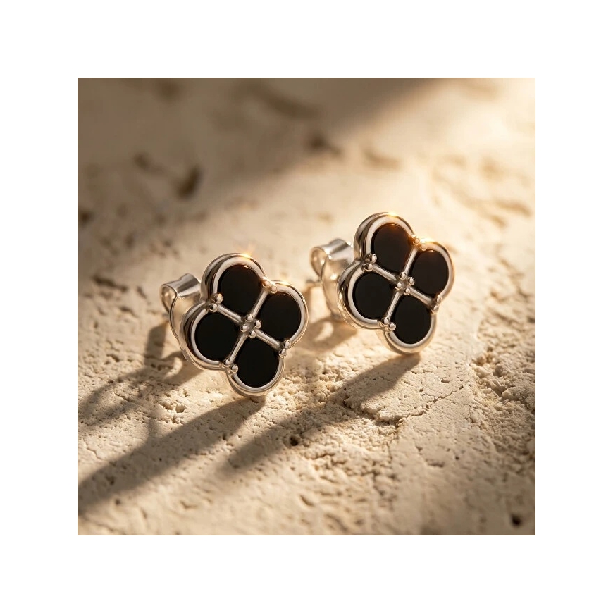 Brilio Silver Dice with Black Clovers EA1285WBC – 5