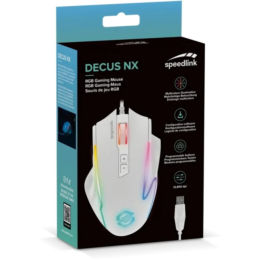 Speedlink DECUS NX RGB žaidimų pelė, balta – 3