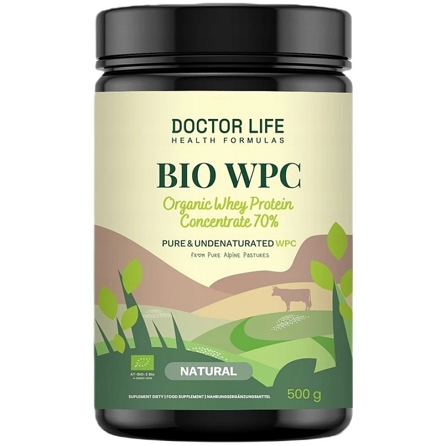 Doctor Life BIO WPC Органический концентрат сывороточного белка 70% белка пищевая добавка Natural 500g